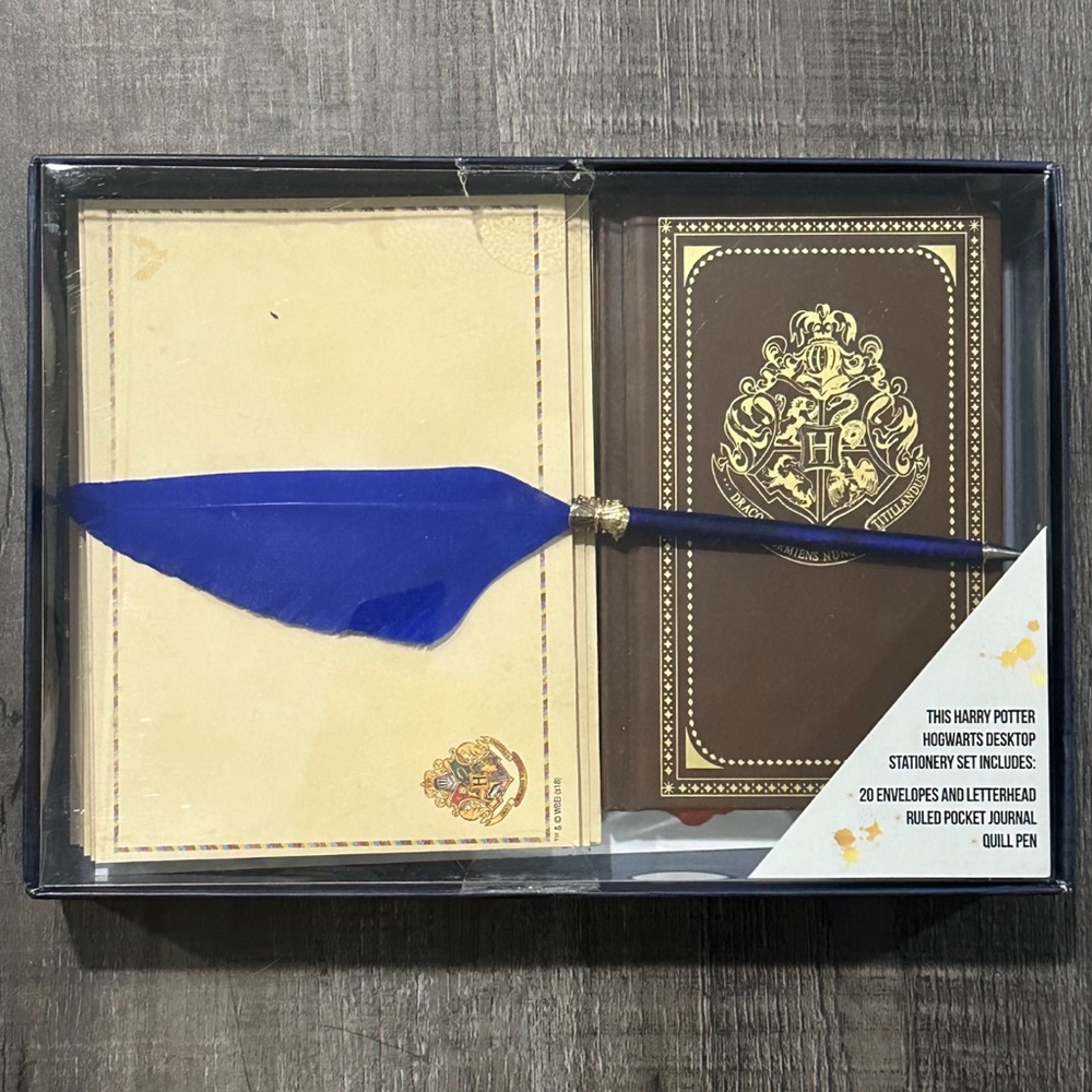 New Harry Potter Desktop Stationary Set with Quill Pen, Journal & Envelopes